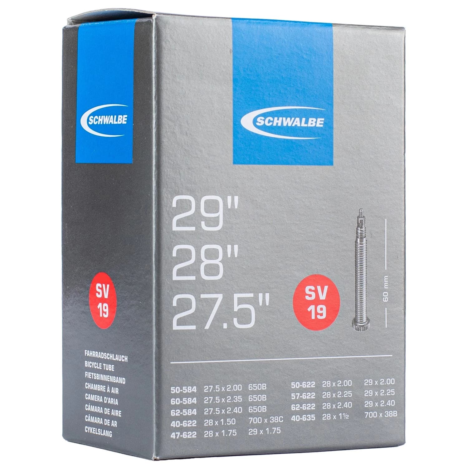Вътрешна гума Schwalbe 27,5''/28''/29'' (40/62-584/635) SV19 Inner tube - Black