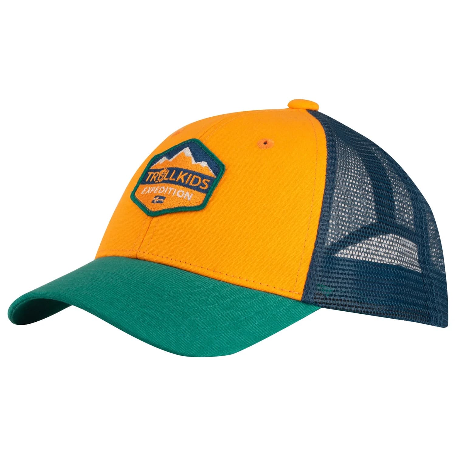 Детска шапка с козирка Trollkids Kid's Femund Cap - Sahara Sunset / Madeira Blue / Sea Green