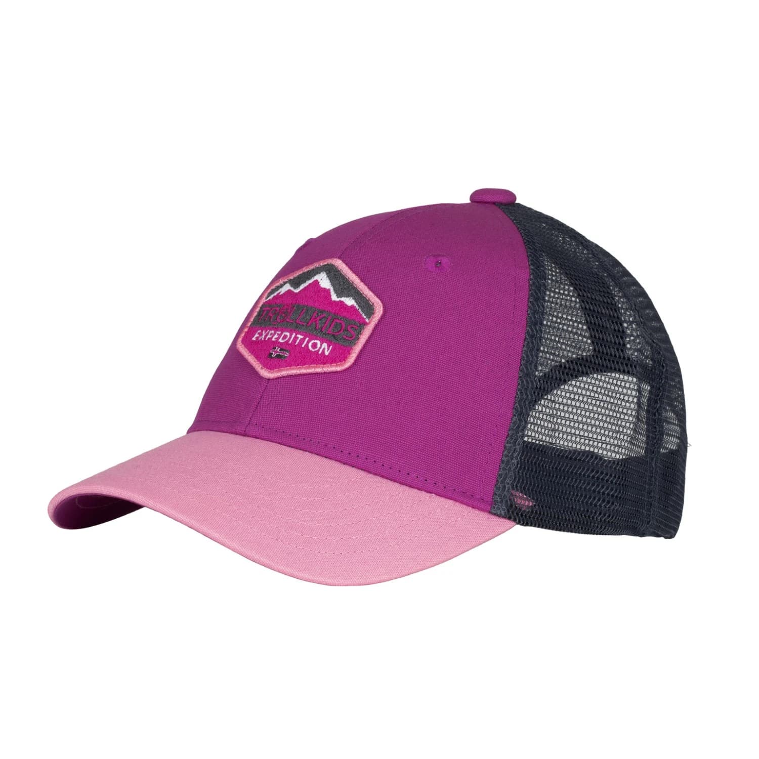 Детска шапка с козирка Trollkids Kid's Femund Cap - Fresh Berry / Candy Pink / Graphite