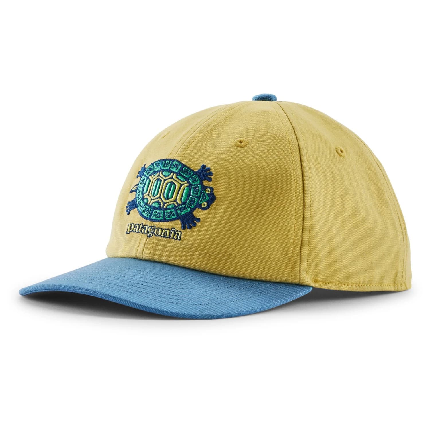Детска шапка с козирка Patagonia Kid's Funhoggers Hat Cap - Island Turtle: Limestone Yellow
