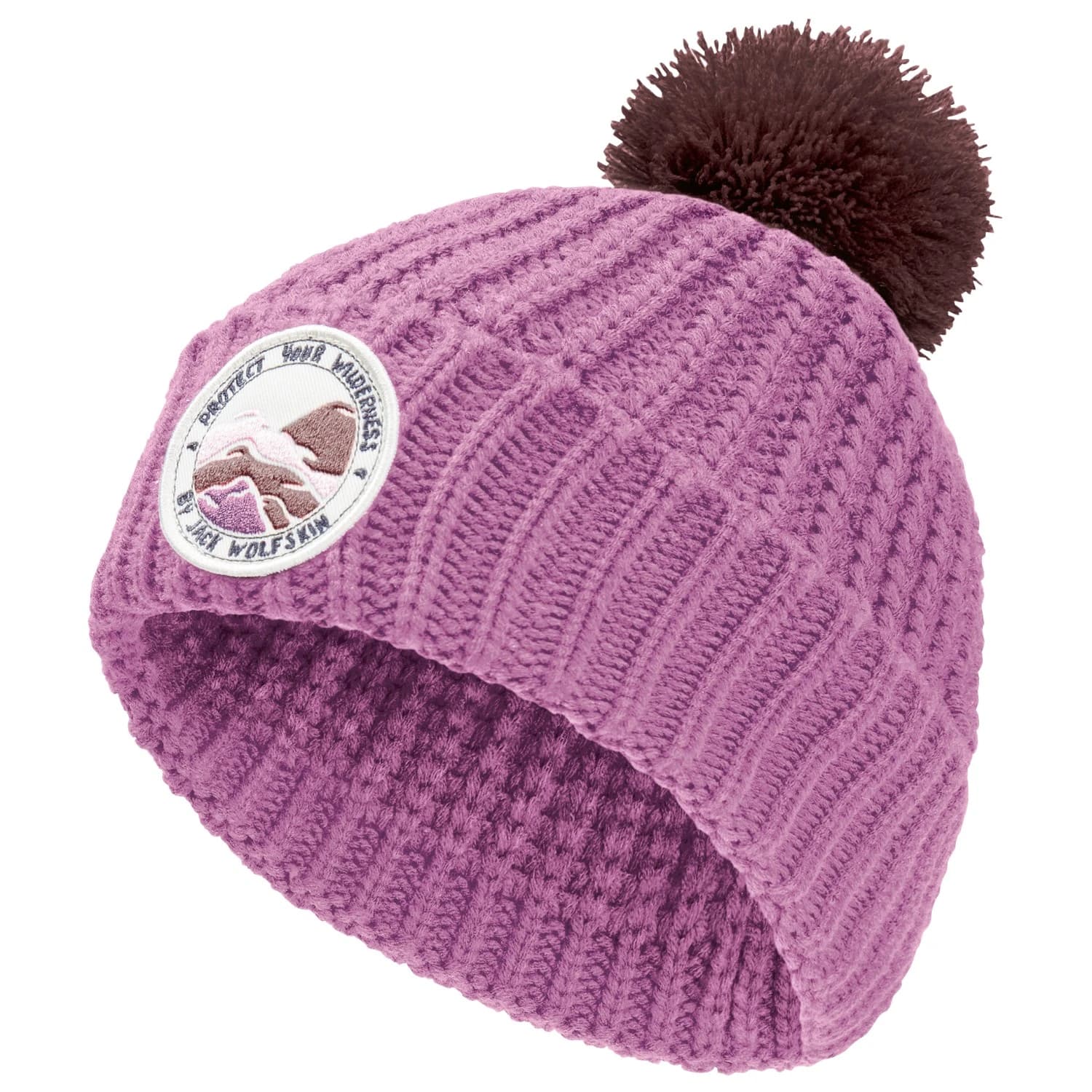 Детска зимна шапка (beanie) Jack Wolfskin Kid's Pompom Badge Beanie - Vivid Orchid