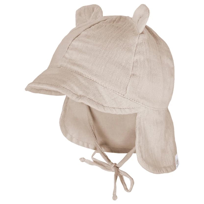 Шапка с козирка maximo Baby's Bonnet with Ear and Neck Protection Cap - Beige Melange