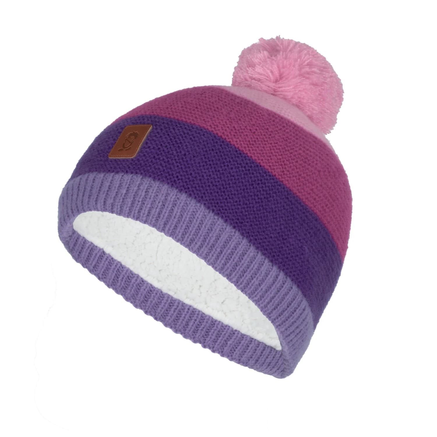 Детска зимна шапка (beanie) Trollkids Kid's Gryllefjord Bobble Cap Beanie - Bright Berry / Dark Purple