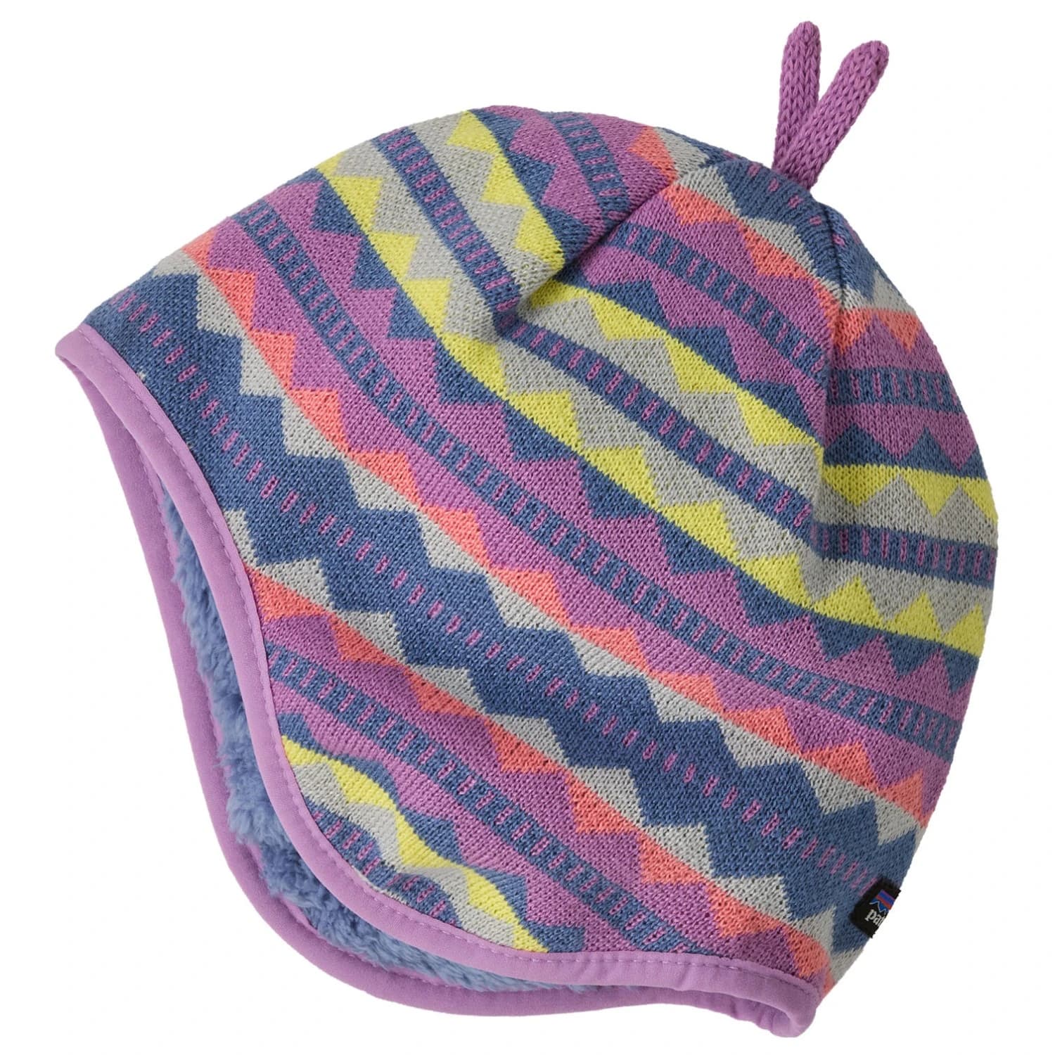 Зимна шапка (beanie) Patagonia Baby's Reversible Beanie - Diamond Stripe: Brisk Purple