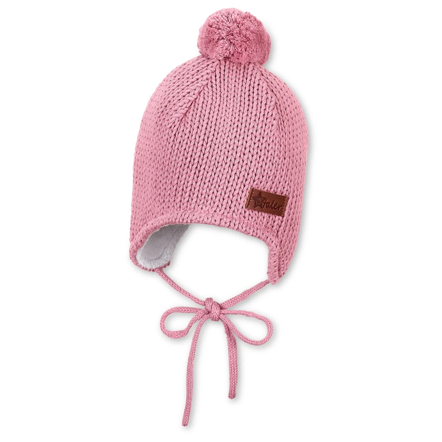 Детска зимна шапка (beanie) Sterntaler Kid's Knitted Beanie Pompom Beanie - Mattrosa