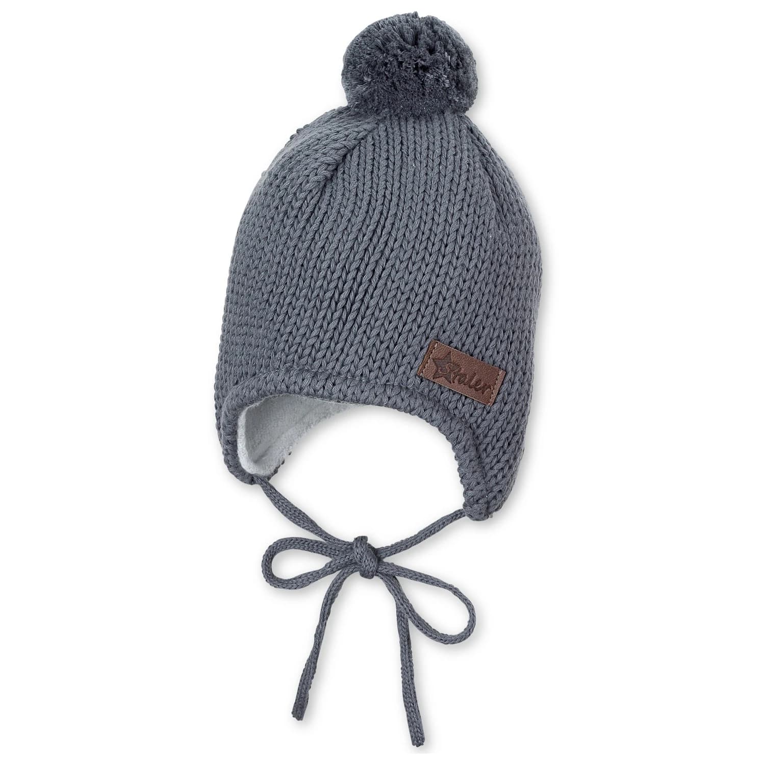 Детска зимна шапка (beanie) Sterntaler Kid's Knitted Beanie Pompom Beanie - Mittelgrau