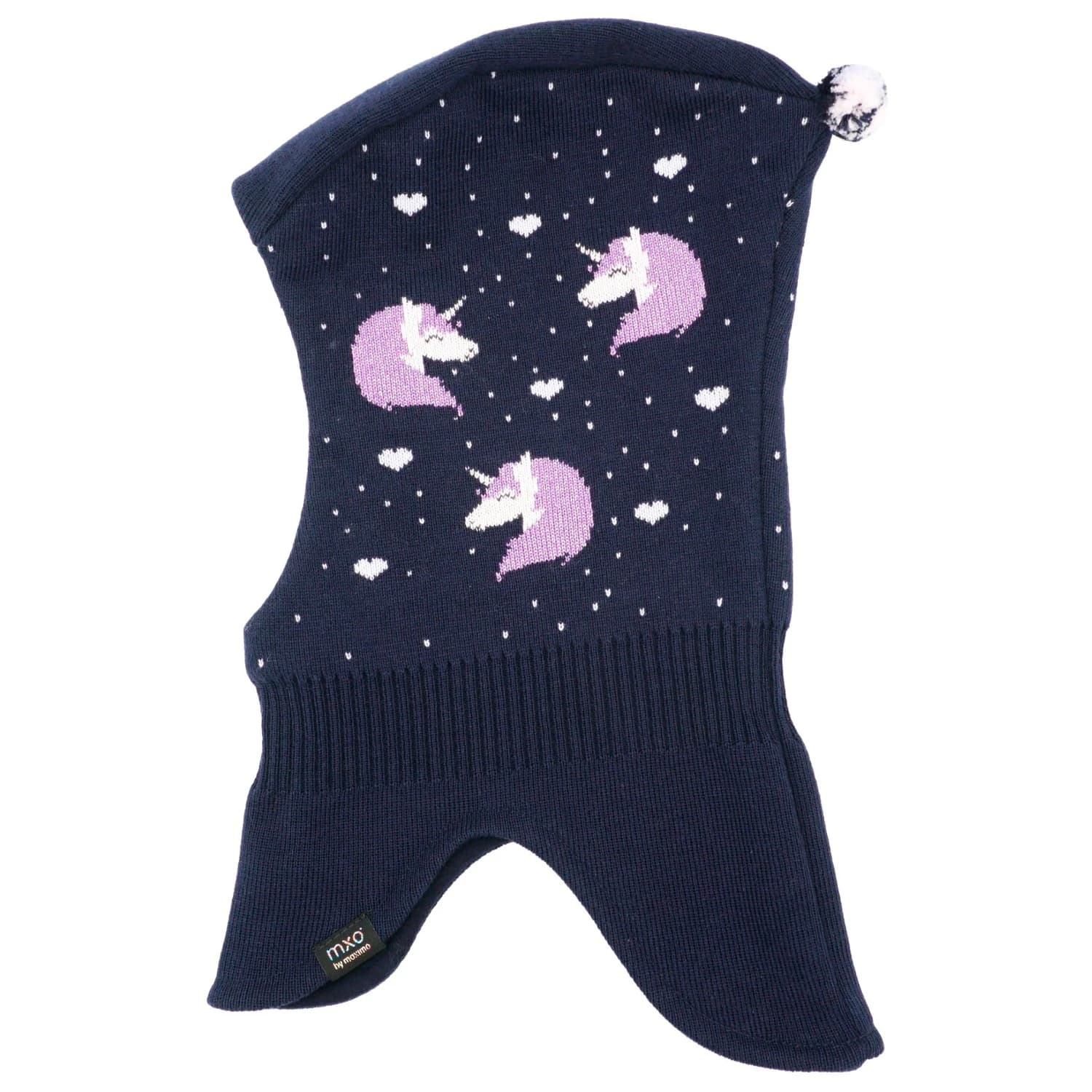 Зимна шапка (beanie) Maximo Girl's Slouch Hat Jacquard Unicorn Beanie - Navy / Chive Blossom