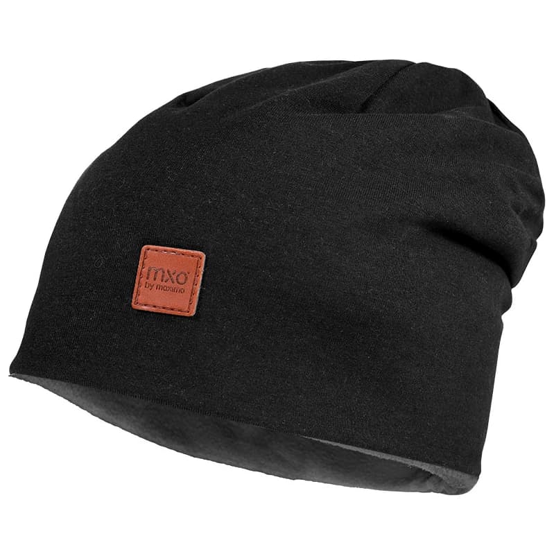 Детска зимна шапка (beanie) maximo Kid's Beanie short reversible Beanie - Black / Medium Grey Melange