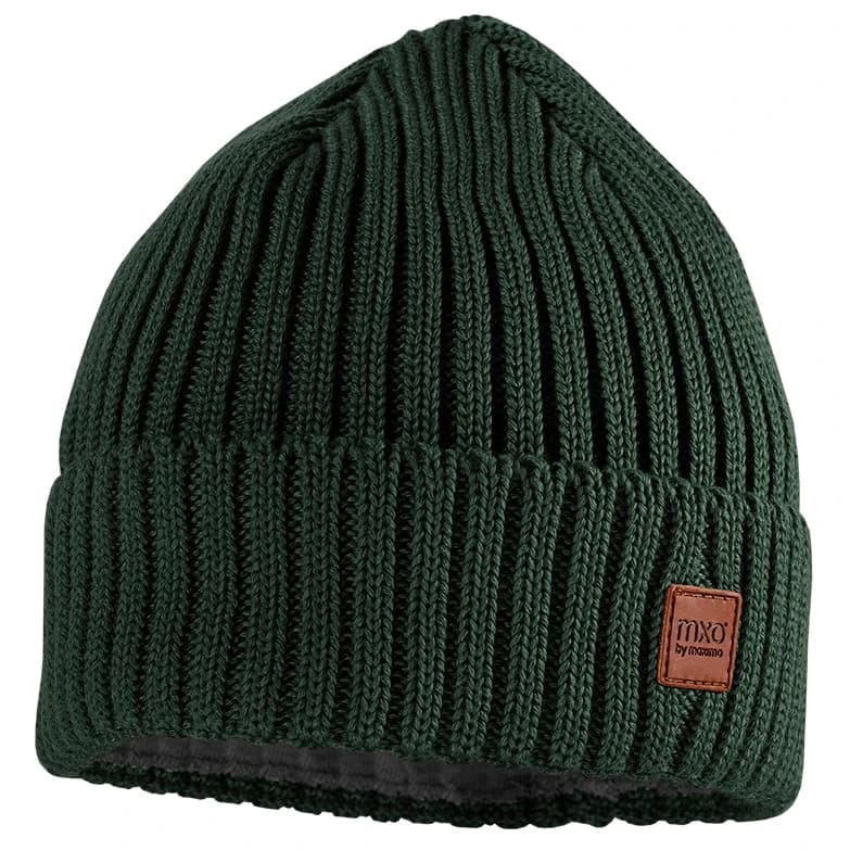 Детска зимна шапка (beanie) maximo Kid's Beanie with Ribbed Turn-up Brim and Lining Beanie - Dark Forest