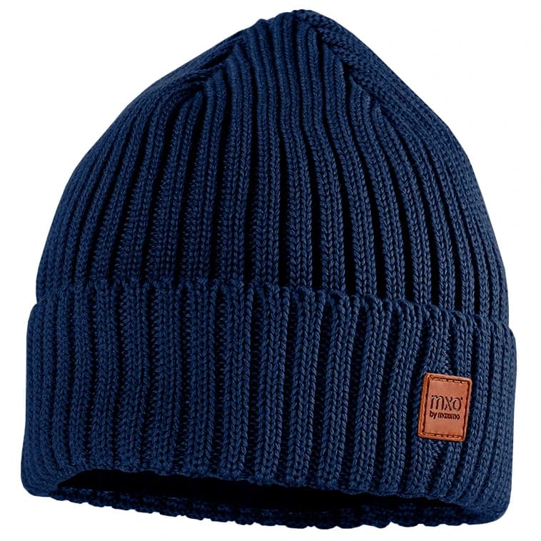 Детска зимна шапка (beanie) maximo Kid's Beanie with Ribbed Turn-up Brim and Lining Beanie - Navy