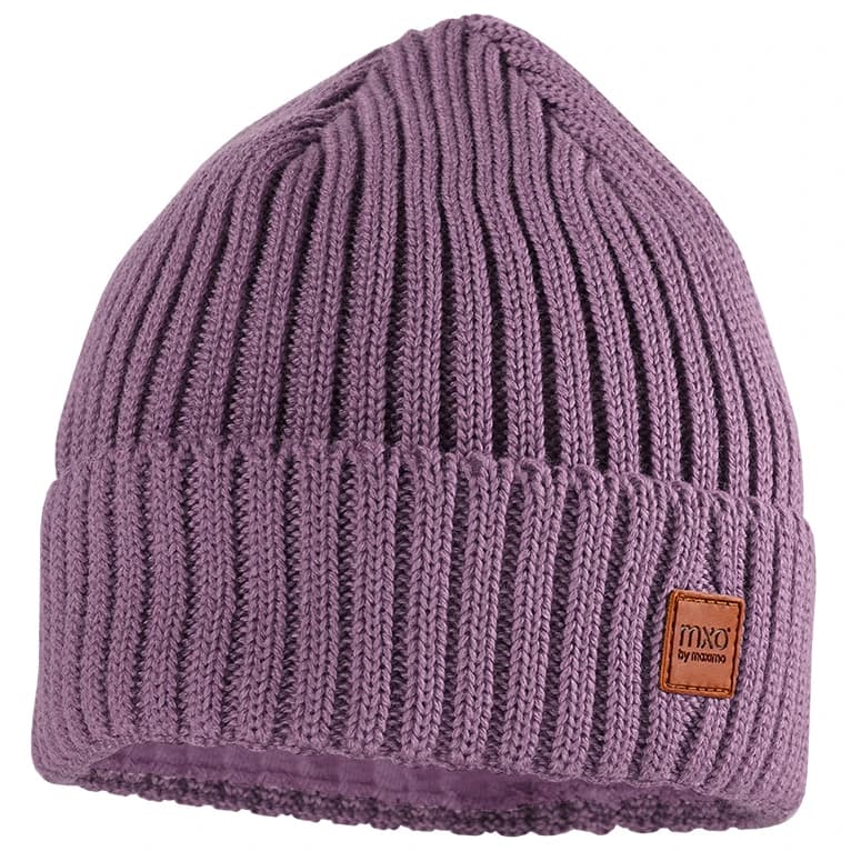 Детска зимна шапка (beanie) maximo Kid's Beanie with Ribbed Turn-up Brim and Lining Beanie - Smoke Purple