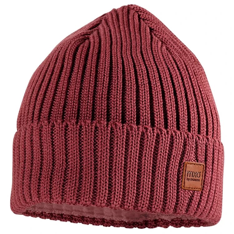 Детска зимна шапка (beanie) maximo Kid's Beanie with Ribbed Turn-up Brim and Lining Beanie - Rosewood