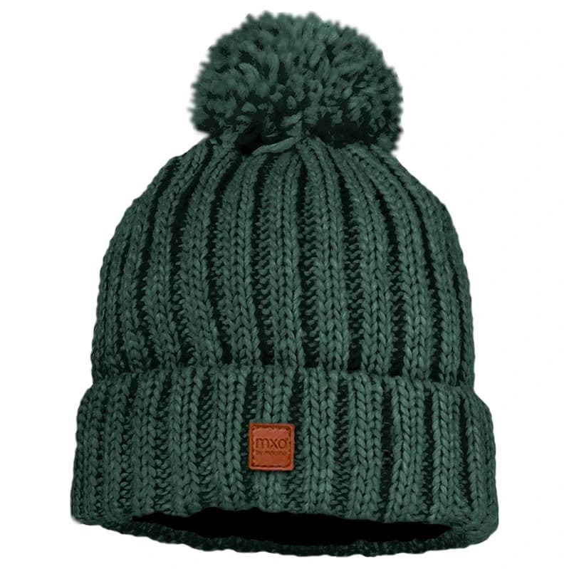 Детска зимна шапка (beanie) maximo Kid's Mütze Rippe mit Pompon und Fleecefutter Beanie - Forest
