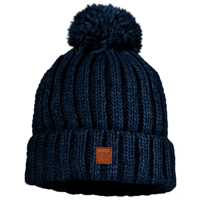 Детска зимна шапка (beanie) maximo Kid's Mütze Rippe mit Pompon und Fleecefutter Beanie - Navy