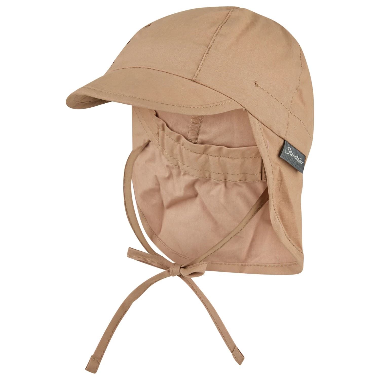 Детска шапка с козирка Sterntaler Kids' Peaked Cap with Neck Flap Basic Cap - Taupe