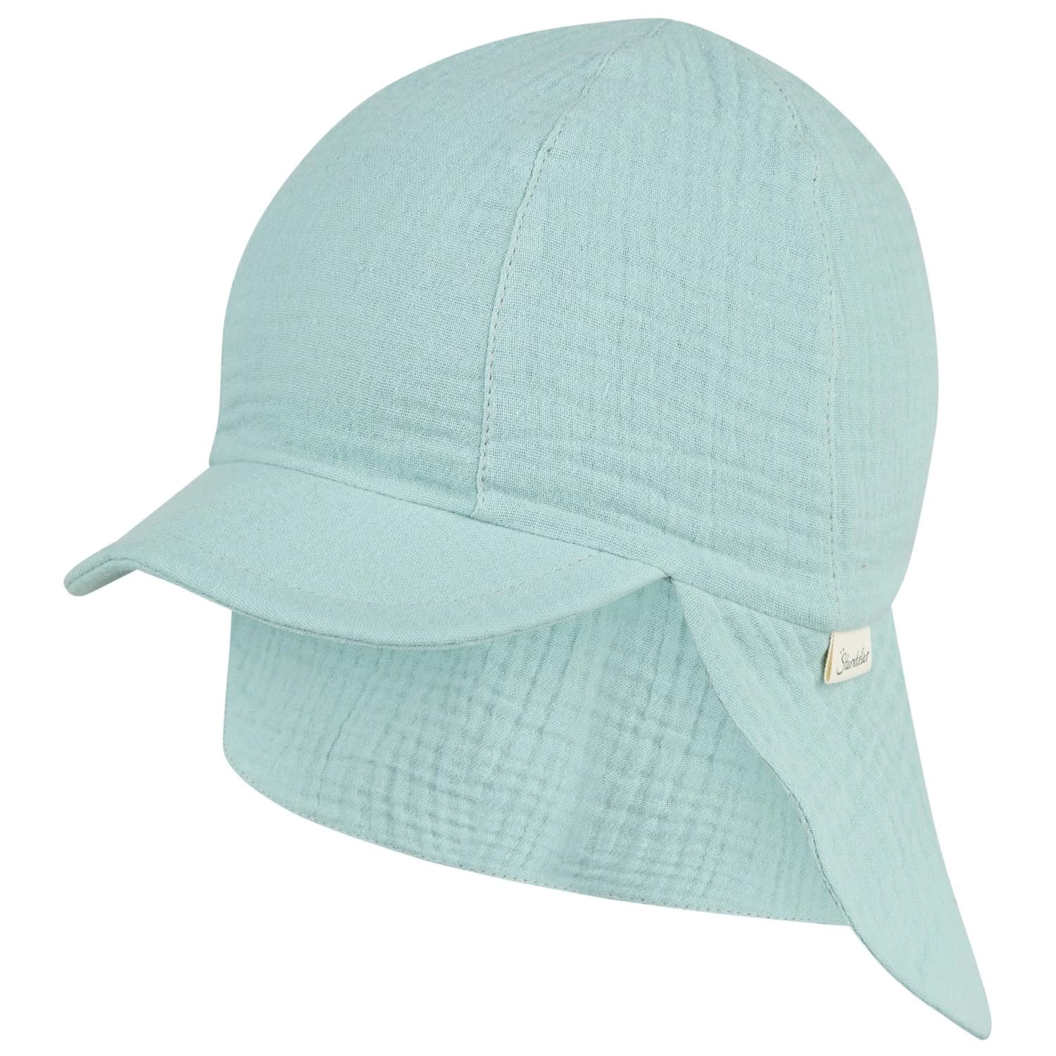 Детска шапка с козирка Sterntaler Kids' Peaked Cap with Neck Flap Muslin Cap - Helltürkis