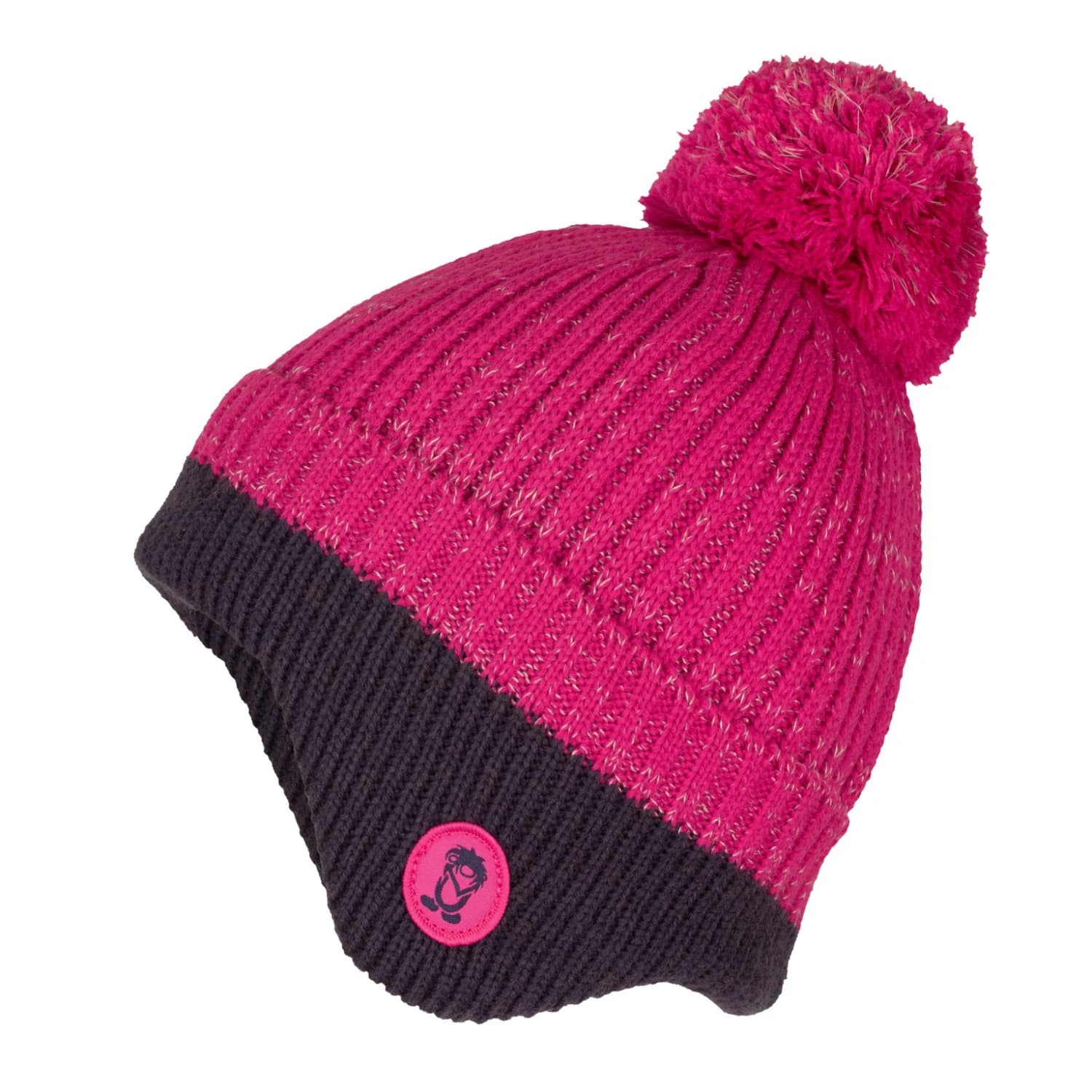 Детска зимна шапка (beanie) Trollkids Kid's Flekkefjord Reflective Cap Beanie - Dark Pink