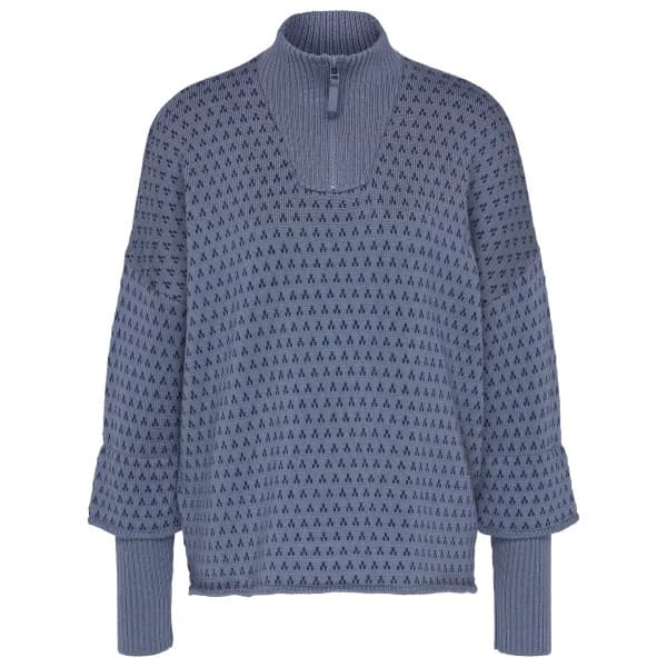 Вълнен пуловер Stoic Women's Heavy MerinoKnit MMXX.Norbotten Half Zip Merino jumper - Pale Blue Grey / Space Blue
