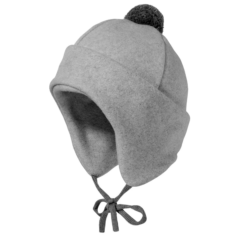 Детска зимна шапка (beanie) maximo Kids' Mini Beanie with Pom-pom and Tie Beanie - Grey Melange