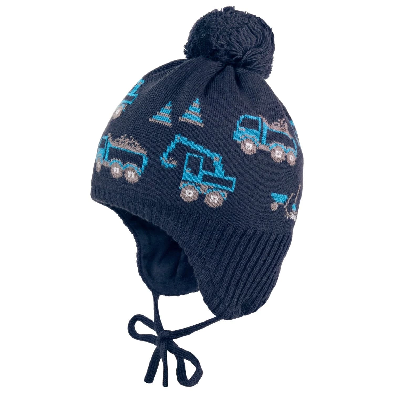 Зимна шапка (beanie) maximo Mini Boys' Beanie with Pompom and Ribbon Beanie - Dark Navy