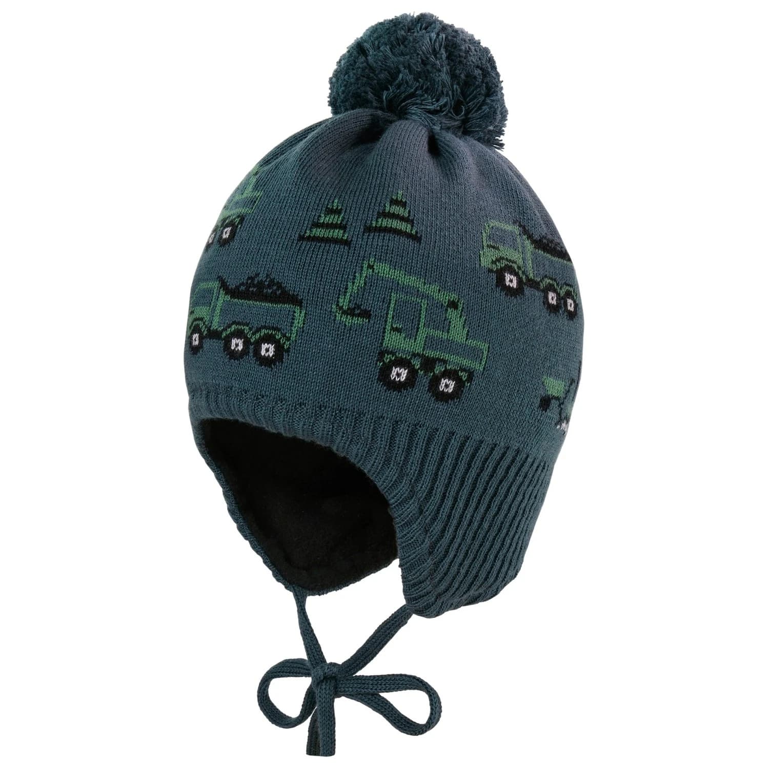 Зимна шапка (beanie) maximo Mini Boys' Beanie with Pompom and Ribbon Beanie - Dark Slate