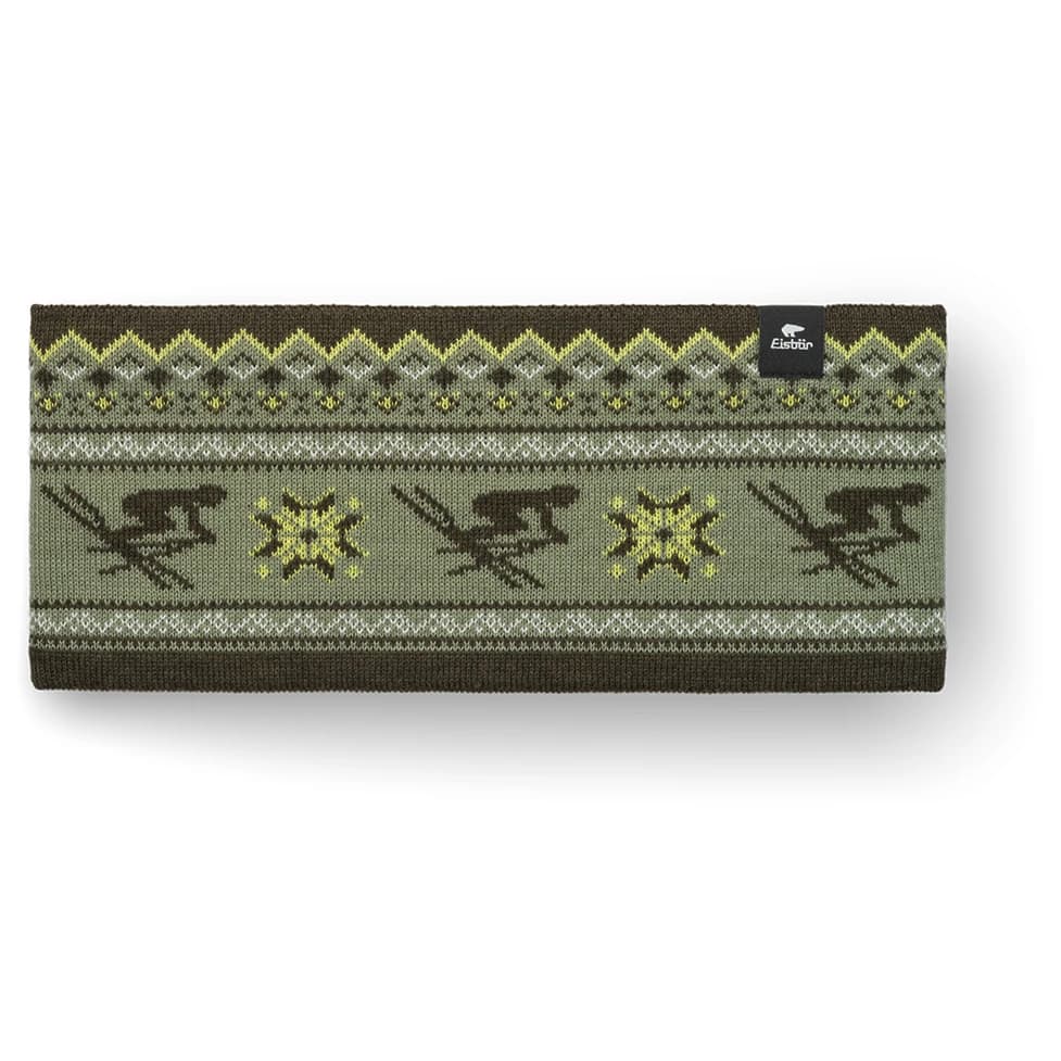 Лента за глава Eisbär Retroski Headband - Outdoorgr / Misty Forest / White