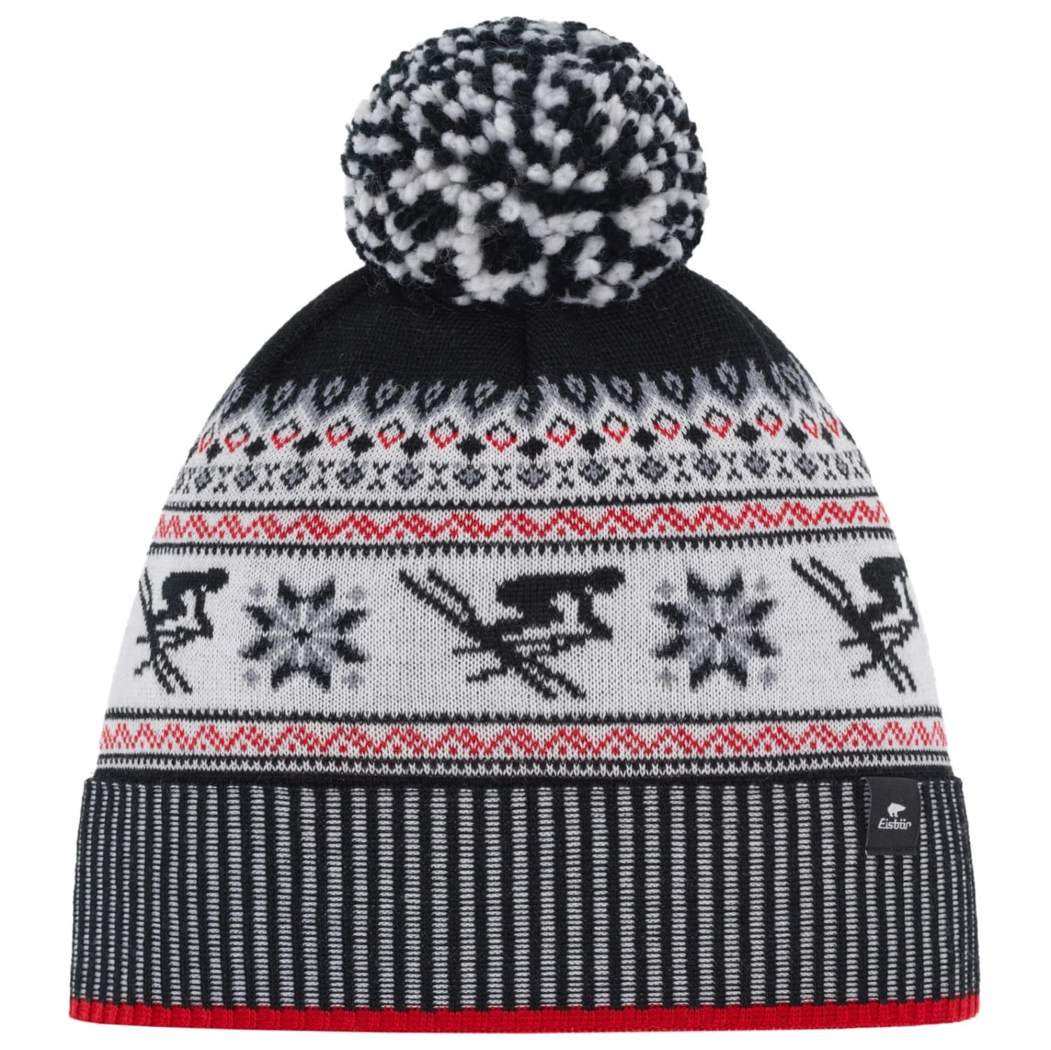 Зимна шапка (beanie) Eisbär Retroski Pompon Beanie - Ketchup / Black / White / Grey