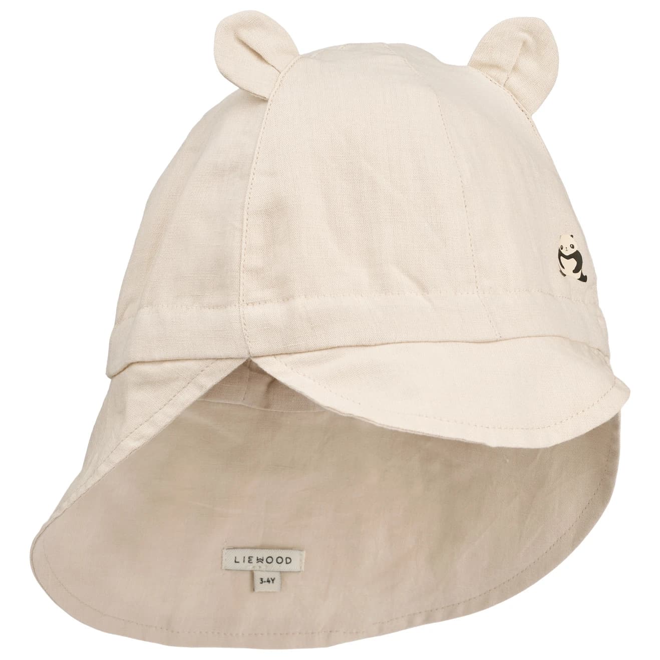 Детска шапка с козирка LIEWOOD Kid's Gorm Linen Sun Hat with Ears Cap - Panda / Sandy