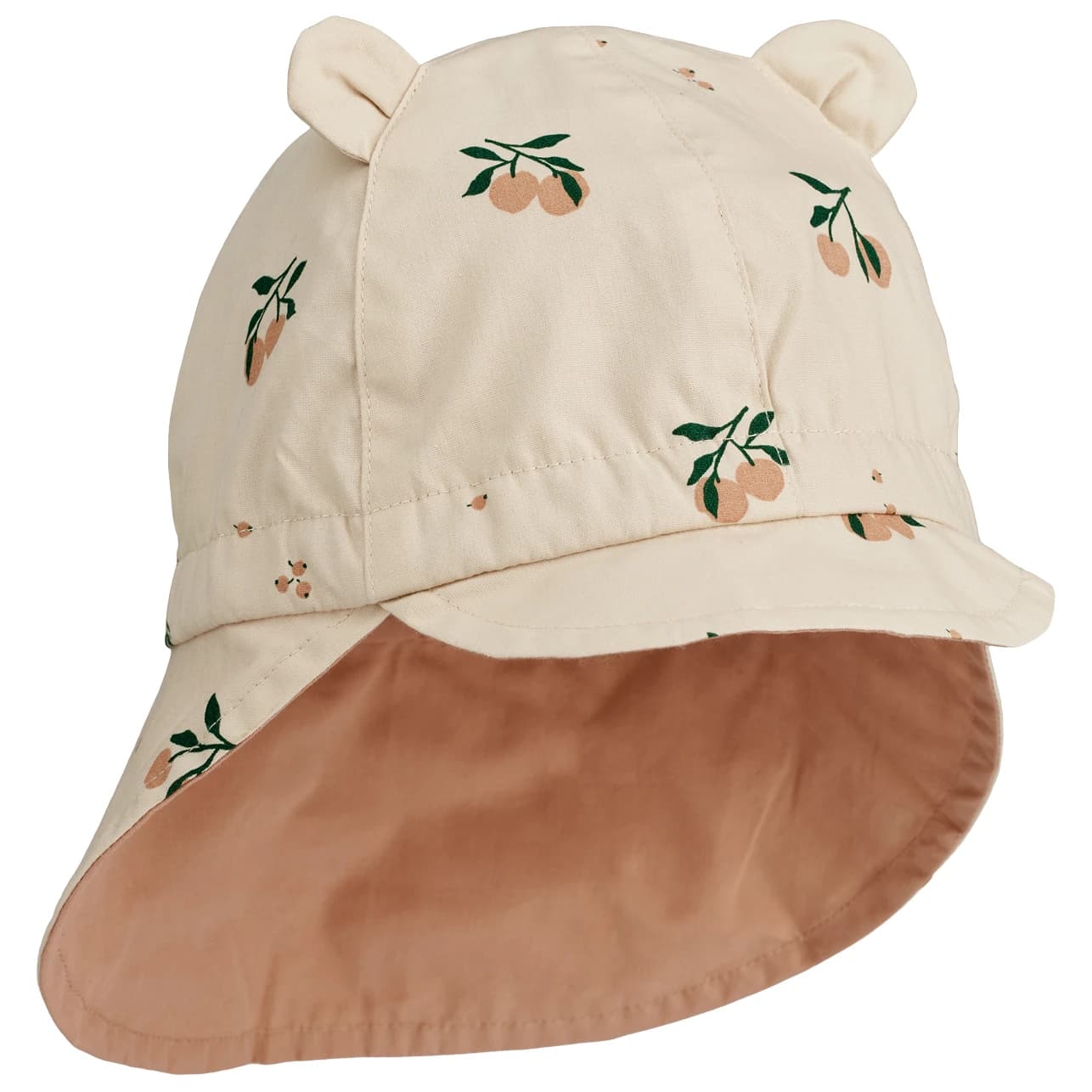 Детска шапка с козирка LIEWOOD Kid's Gorm Reversible Sun Hat with Ears Cap - Peach Seashell / Pale Tuscany