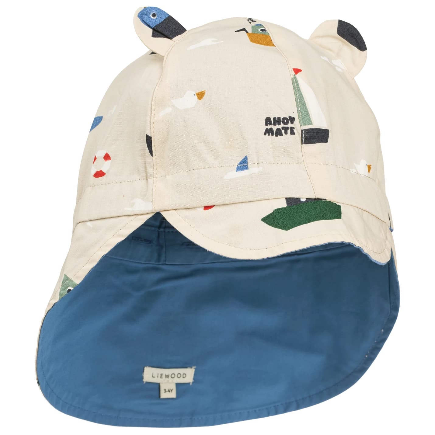 Детска шапка с козирка LIEWOOD Kid's Gorm Reversible Sun Hat with Ears Cap - Sailing / Sandy