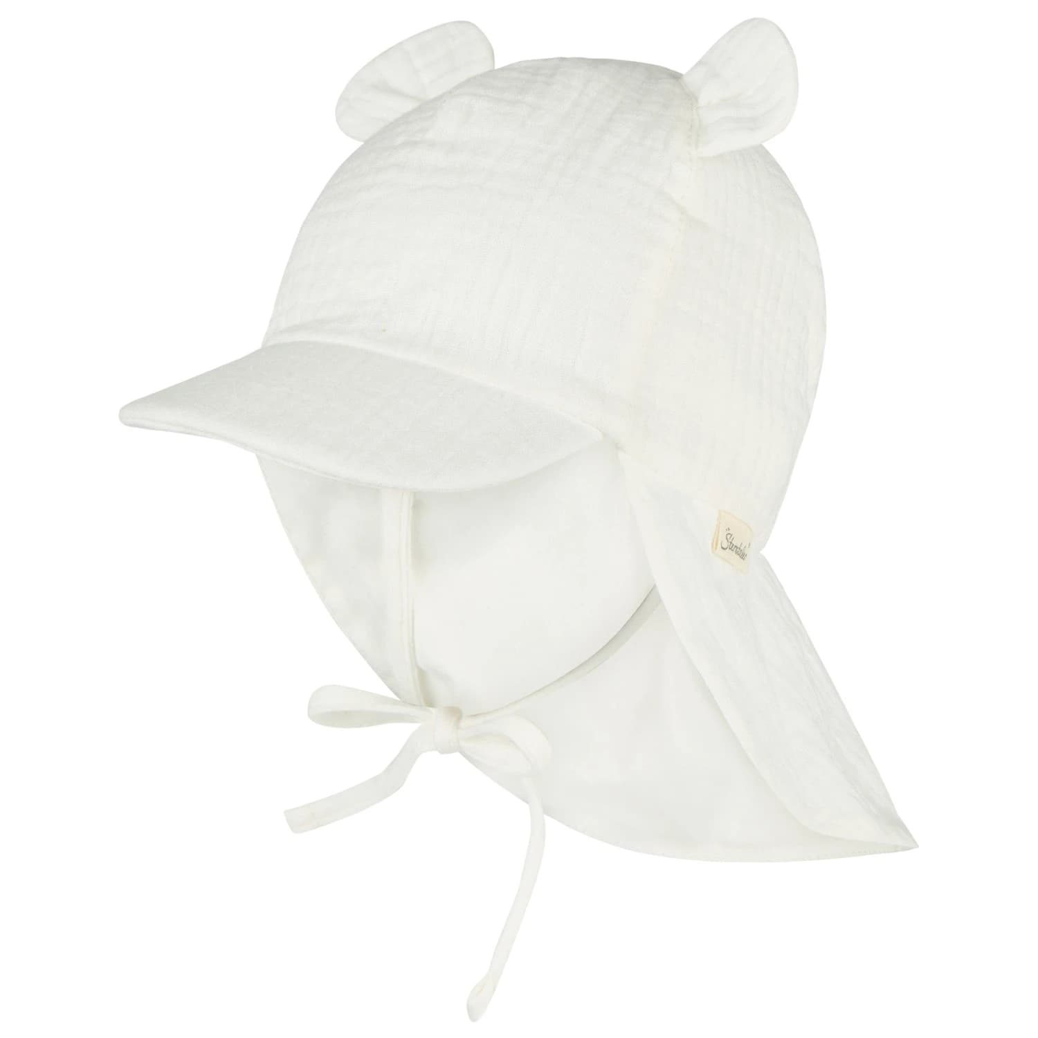Детска шапка с козирка Sterntaler Kid's Peaked Cap with Neck Protection and Ears Cap - Ecru