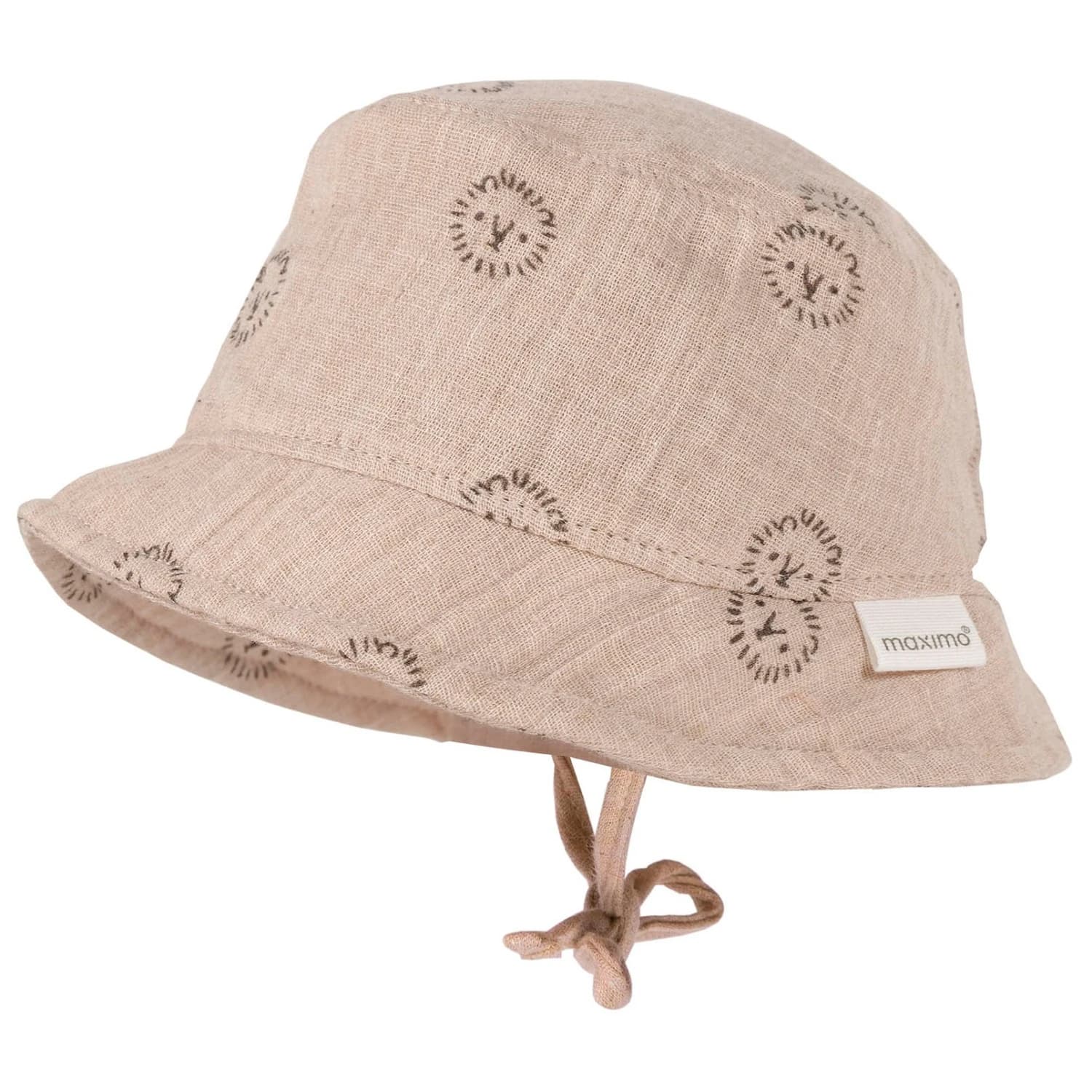 Шапка maximo Baby's Hat with Tie + Muslin Lining Hat - Beigemeliert / Löwe