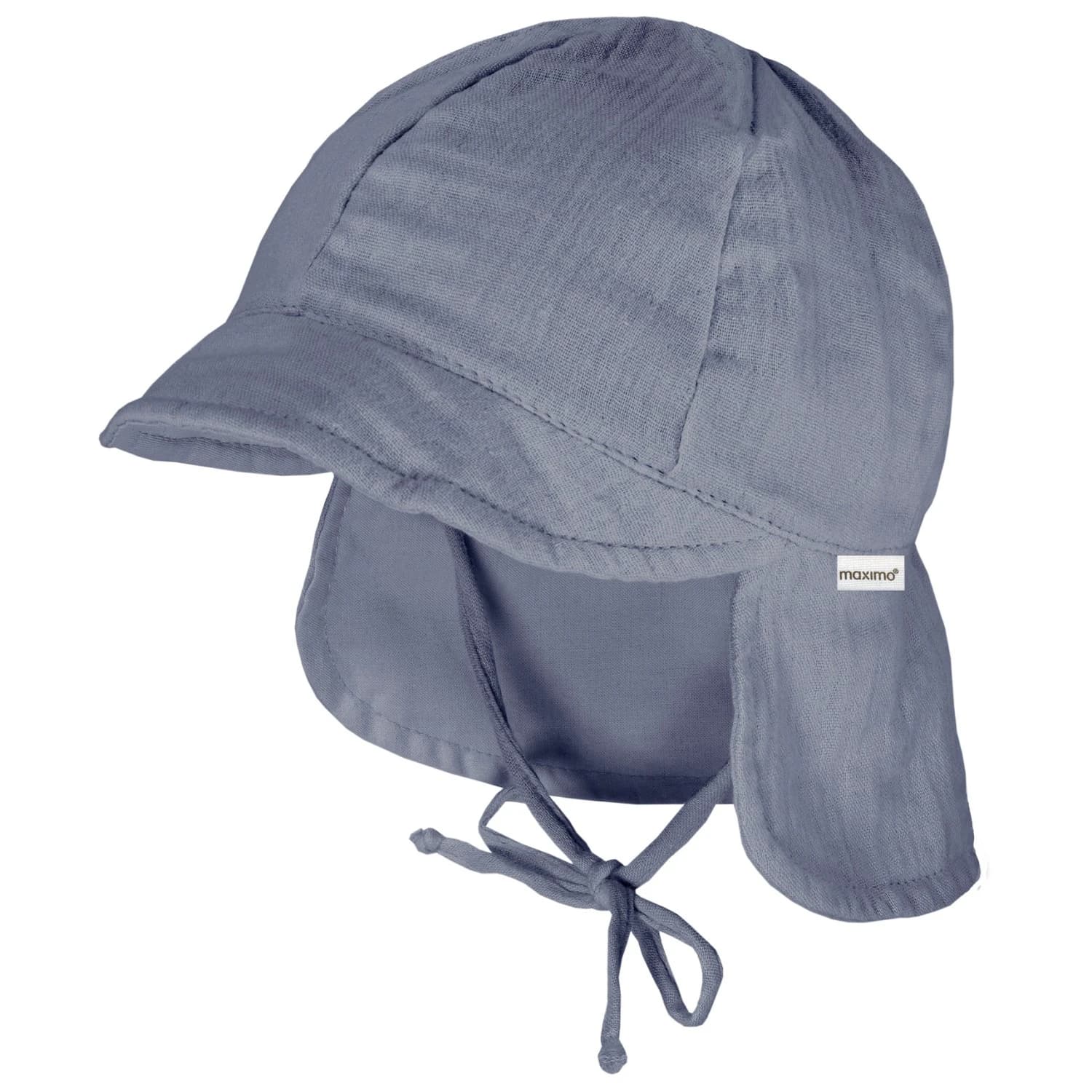 Шапка с козирка maximo Baby's Peak Cap with Tie + Muslin Neck Protector Cap - Flint Stone