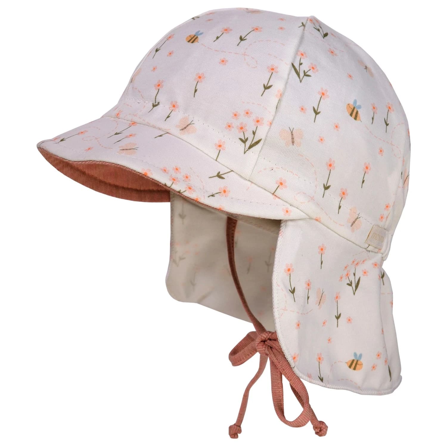 Шапка с козирка Maximo Baby's Peak Cap with Tie and Printed Neck Protector Cap - Blumen