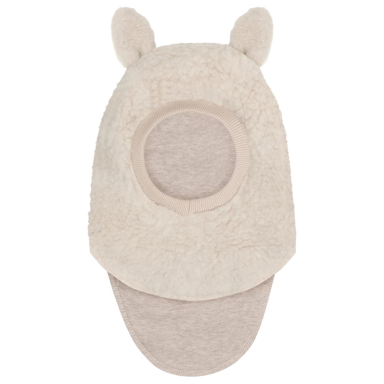 Детска зимна шапка (beanie) Huttelihut Kid's Balaclava Ears Long Wool Teddy Balaclava - Cement