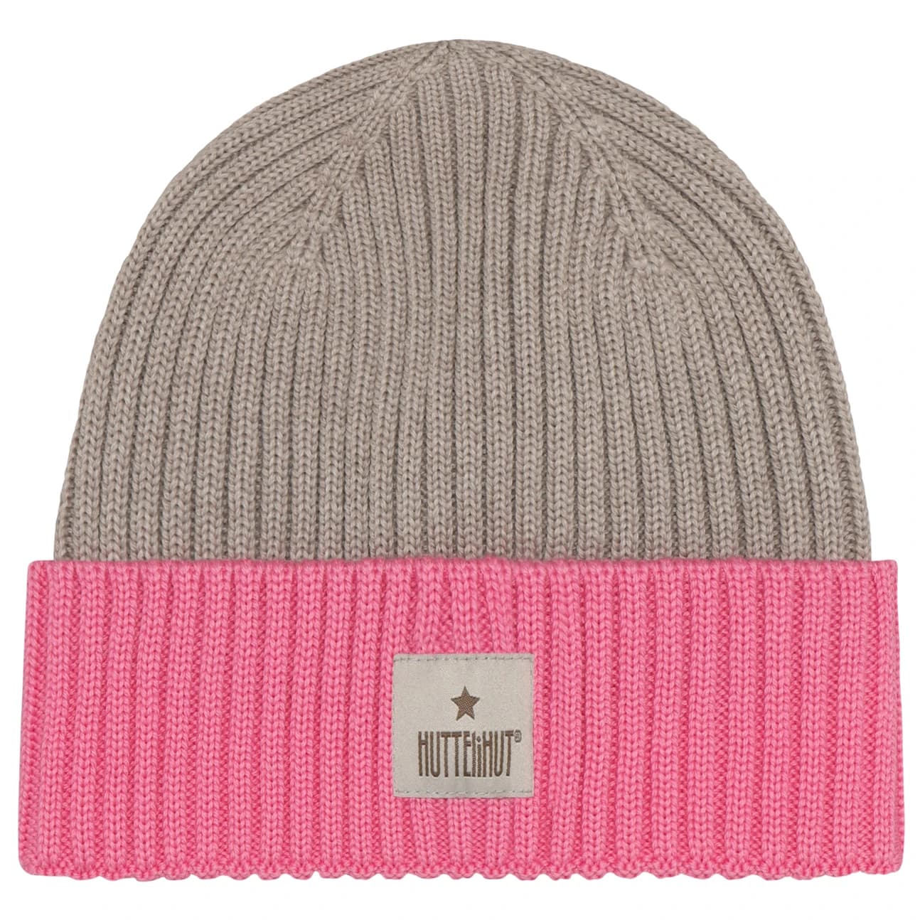 Детска зимна шапка (beanie) Huttelihut Kid's Hat Wool Knit Color Block Beanie - Begonia Pink