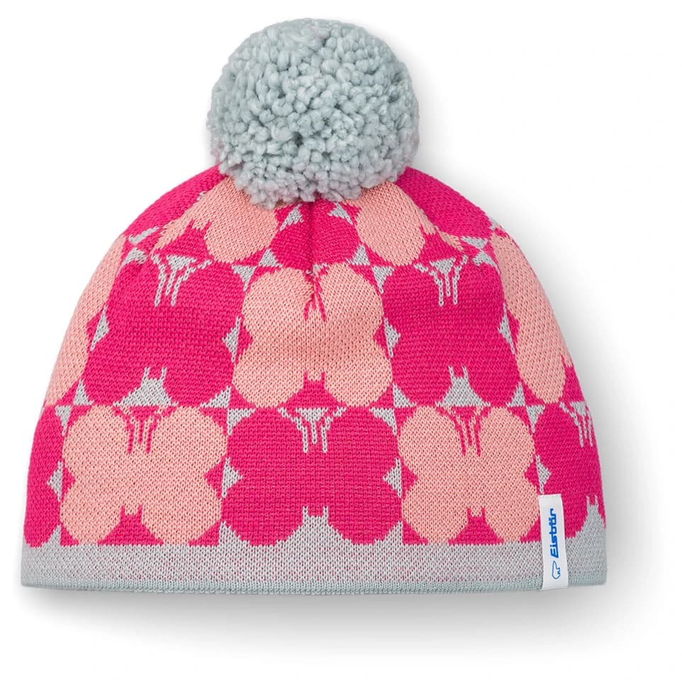 Детска зимна шапка (beanie) Eisbär Kid's Butterfly Pompon Mütze Beanie - Fjord / Pitti Pink / Strawberry