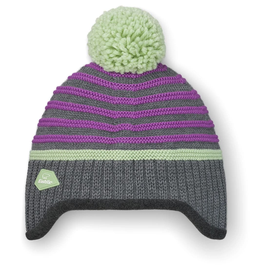 Детска зимна шапка (beanie) Eisbär Kid's Igor Pompon Mütze Beanie - Anthrazit / Arctic Basil / Frozen Twilight