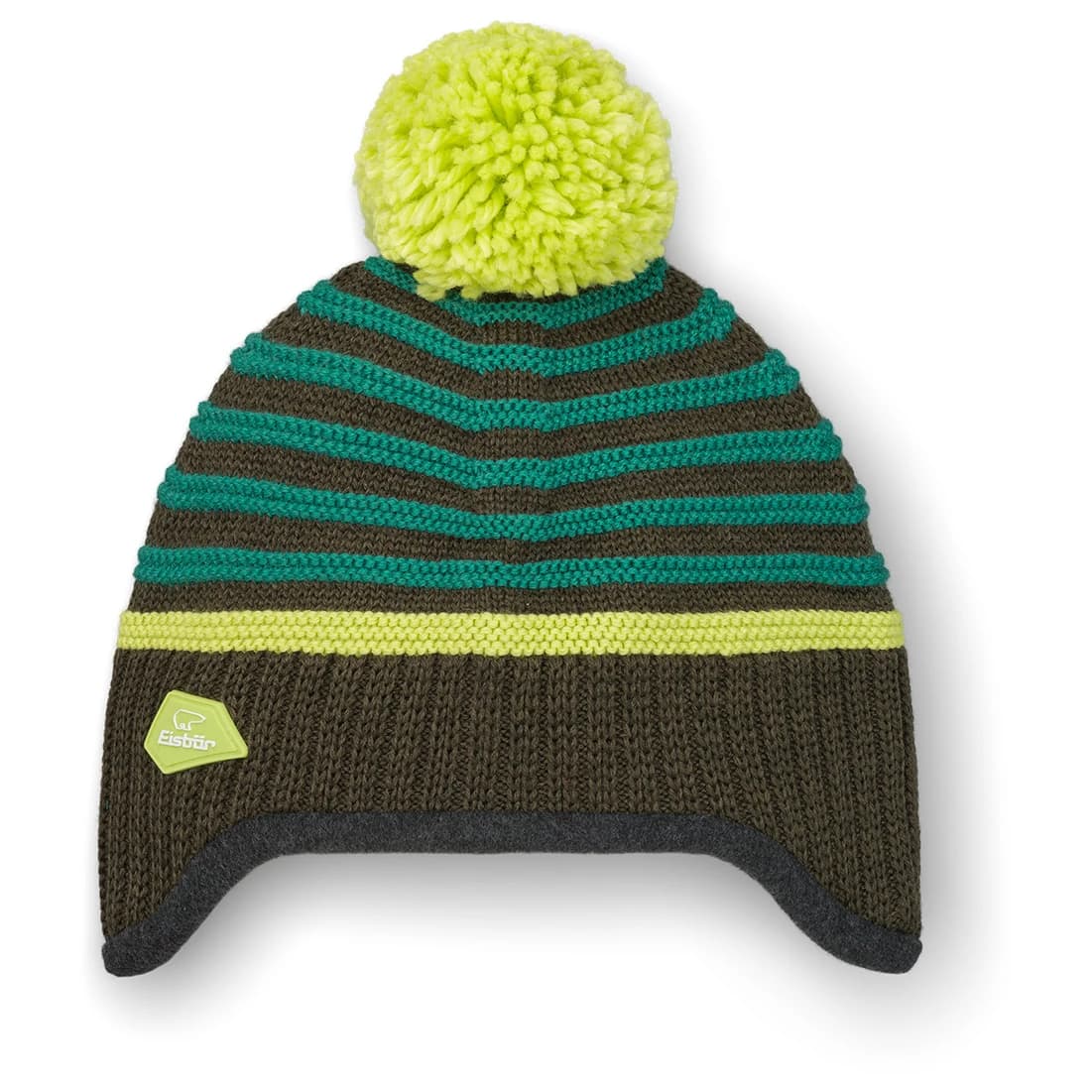 Детска зимна шапка (beanie) Eisbär Kid's Igor Pompon Mütze Beanie - Outdoor Green / Winter Lemon / Deep Lake