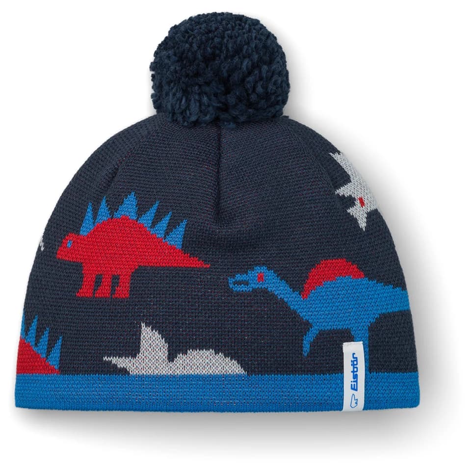 Детска зимна шапка (beanie) Eisbär Kid's Pronti Pompon Mütze Beanie - Eisblau / Dark Cobalt / Ketchup / Fjord
