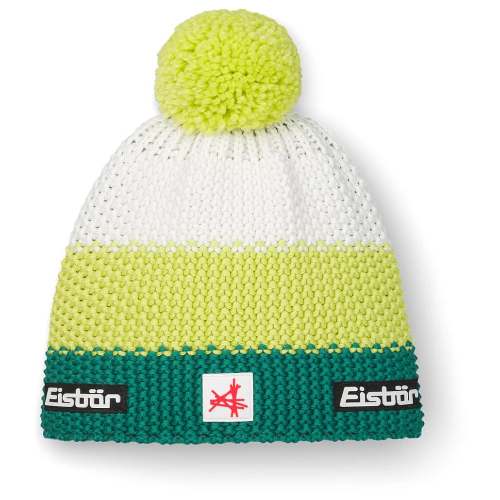 Детска зимна шапка (beanie) Eisbär Kid's Star Pompon Mütze Ski Austria Beanie - Deep Lake / Winter Lemon / White