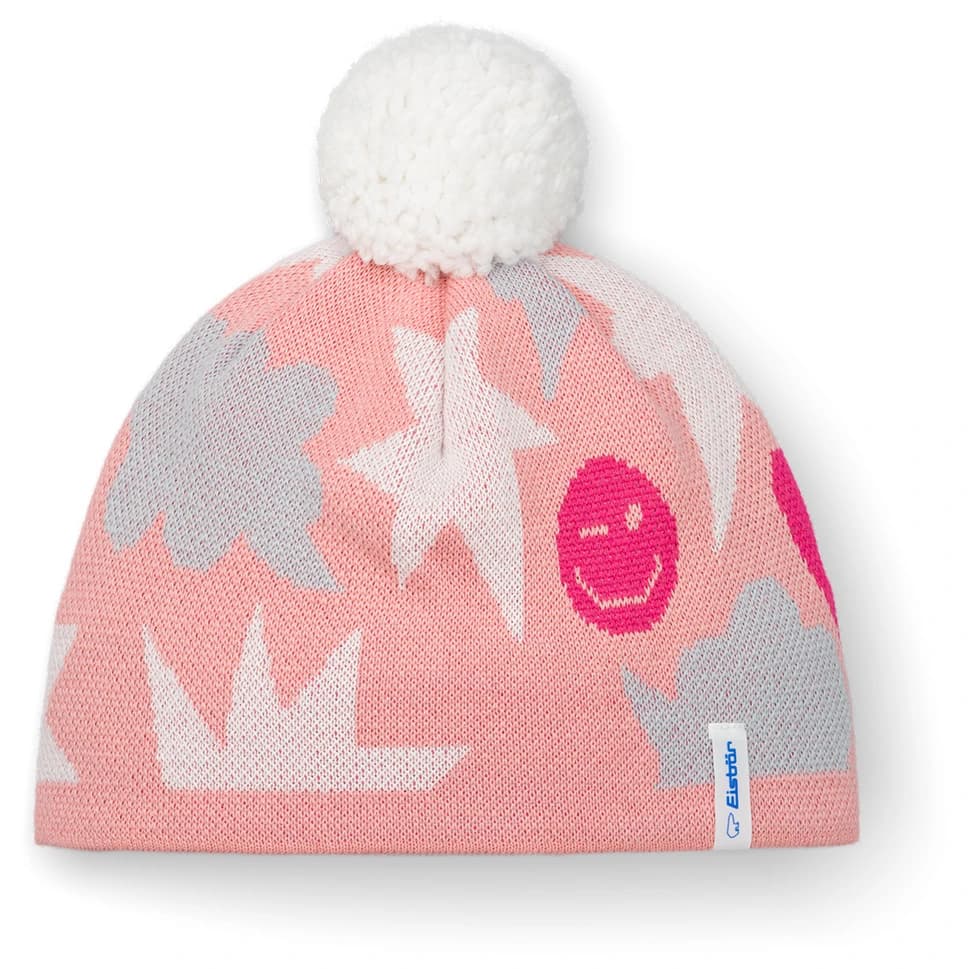 Детска зимна шапка (beanie) Eisbär Kid's Talesia Pompon Mütze Beanie - Strawberry / White / Fjord / Pitti Pink