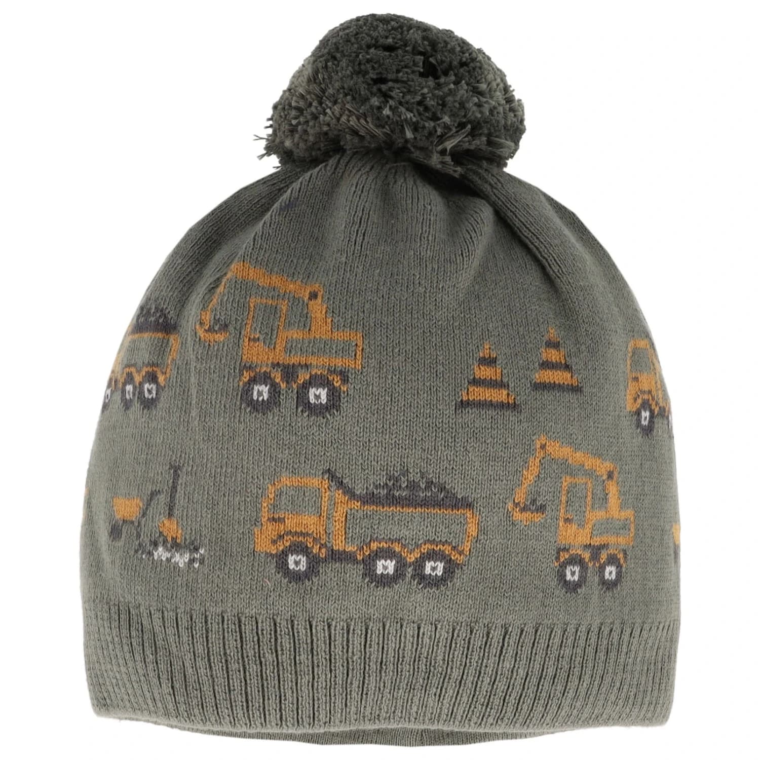 Зимна шапка (beanie) maximo Boy's Jacquard Mütze m. Pompon Baufahrzeuge Beanie - Khaki Grey