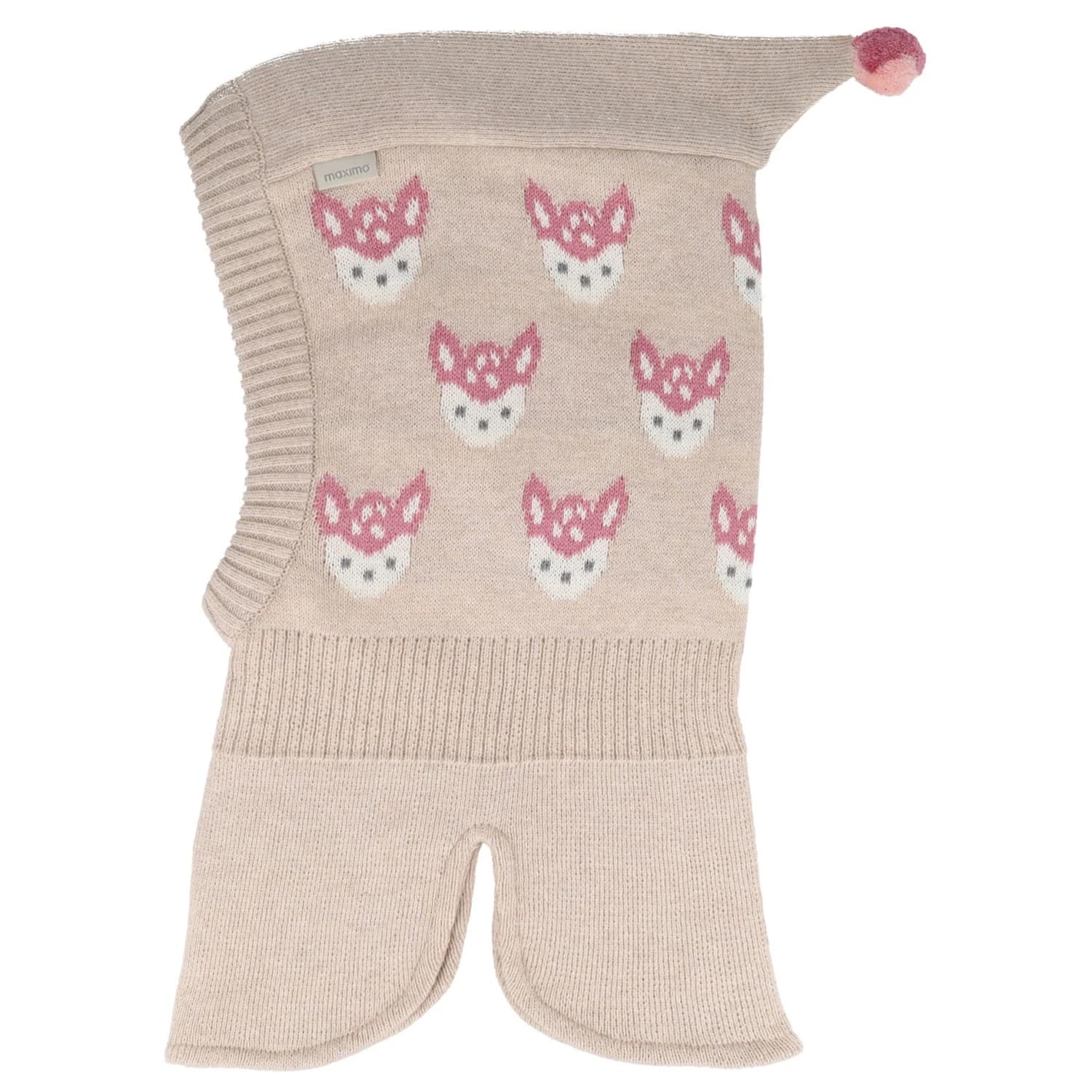 Балаклава maximo Girl's Schlupfmütze m. Pompon Reh Balaclava - Beige Melange