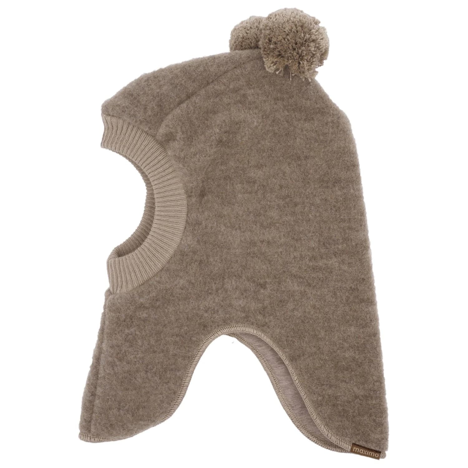 Детска балаклава maximo Kid's Jersey Fleece Schlupfmütze m. Pompons Balaclava - Brown Melange