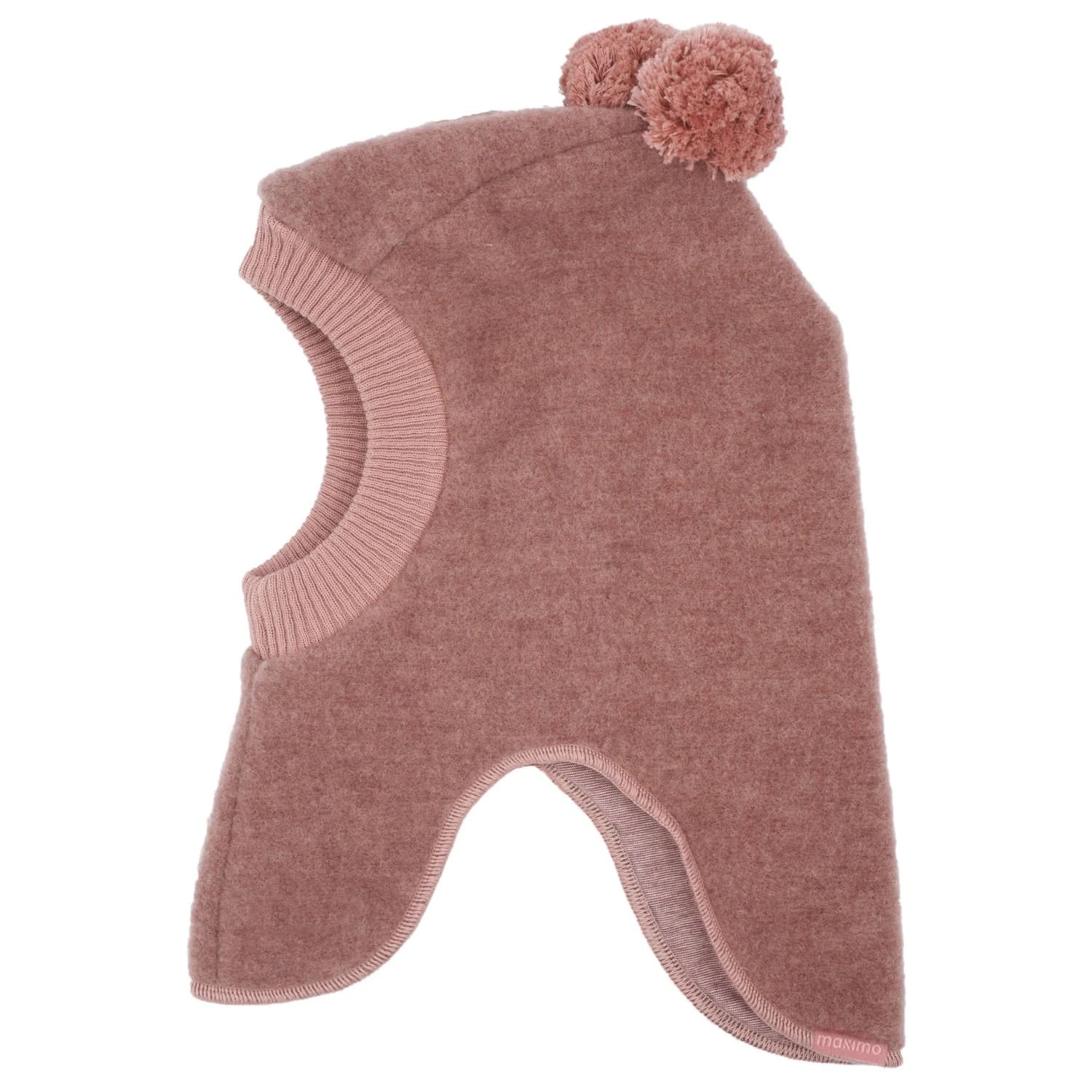 Детска балаклава maximo Kid's Jersey Fleece Schlupfmütze m. Pompons Balaclava - Heather Rose Melange