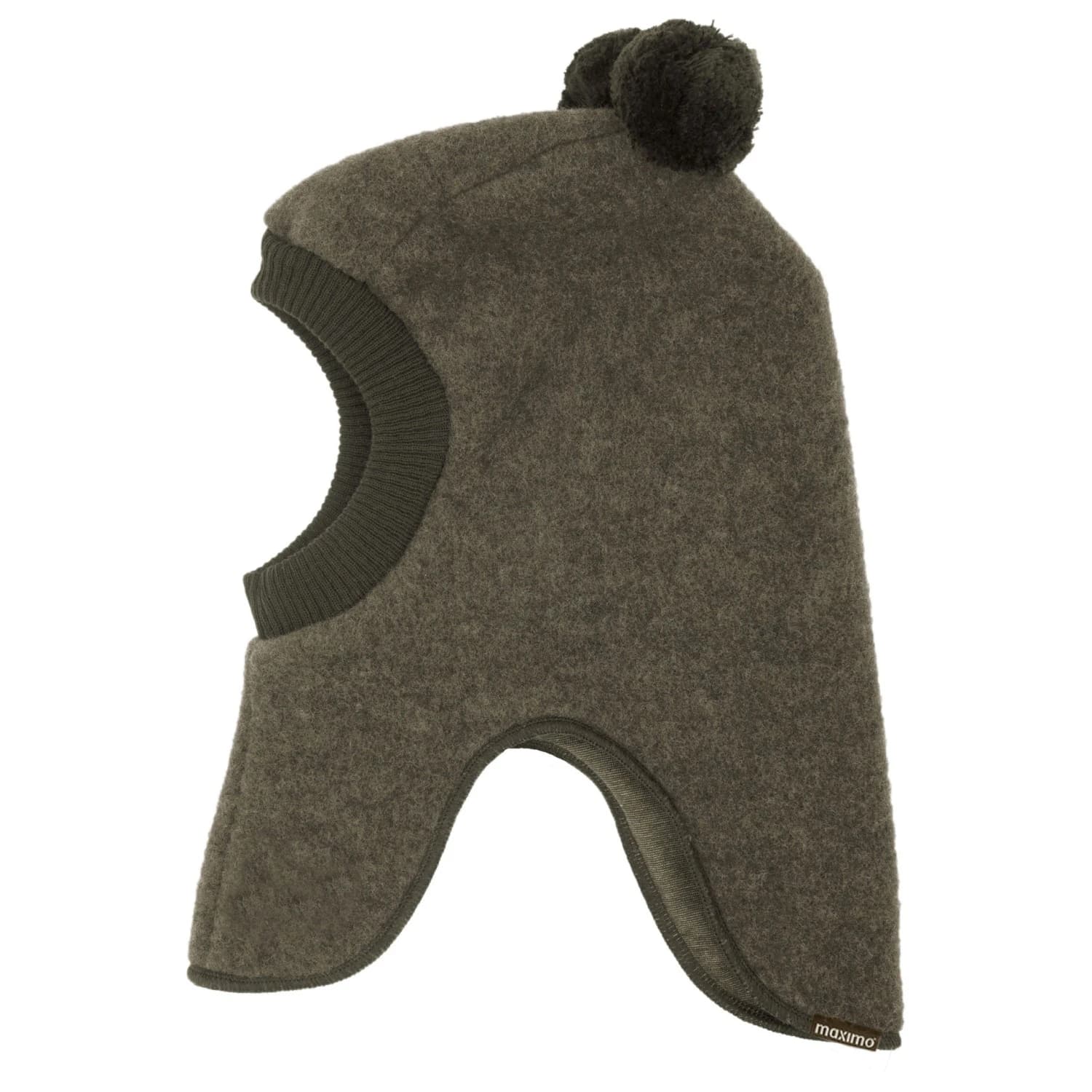 Детска балаклава maximo Kid's Jersey Fleece Schlupfmütze m. Pompons Balaclava - Khaki Melange