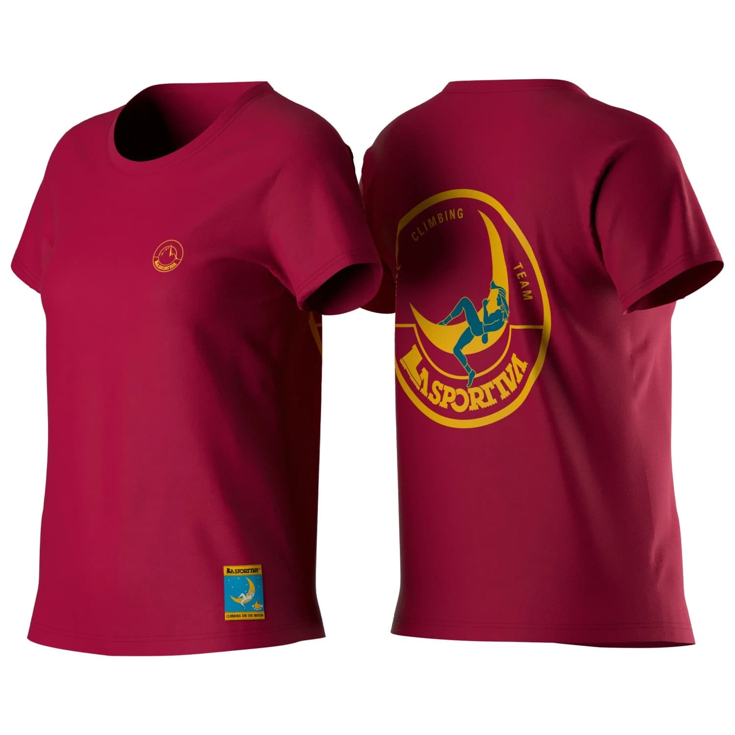 Дамска тениска La Sportiva Women's Climbing On The Moon T-shirt - Fucsia / Giallo