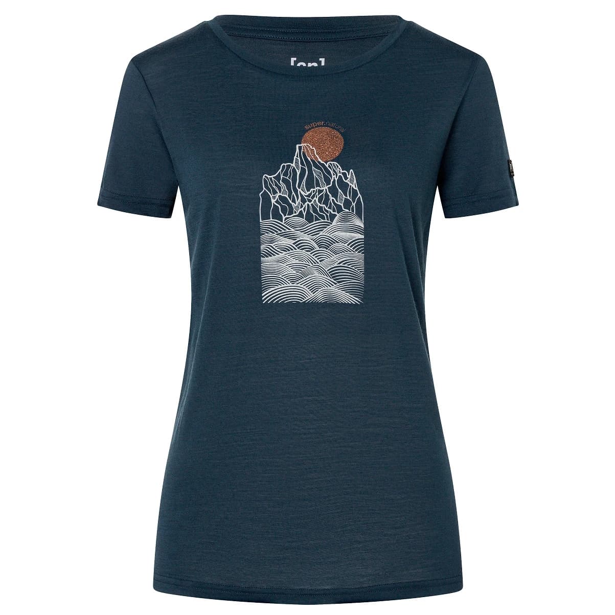 Дамска мериносова блуза super.natural Women's Preikestolen Cliffs Tee Merino shirt - Blueberry / Feather Grey / Copper