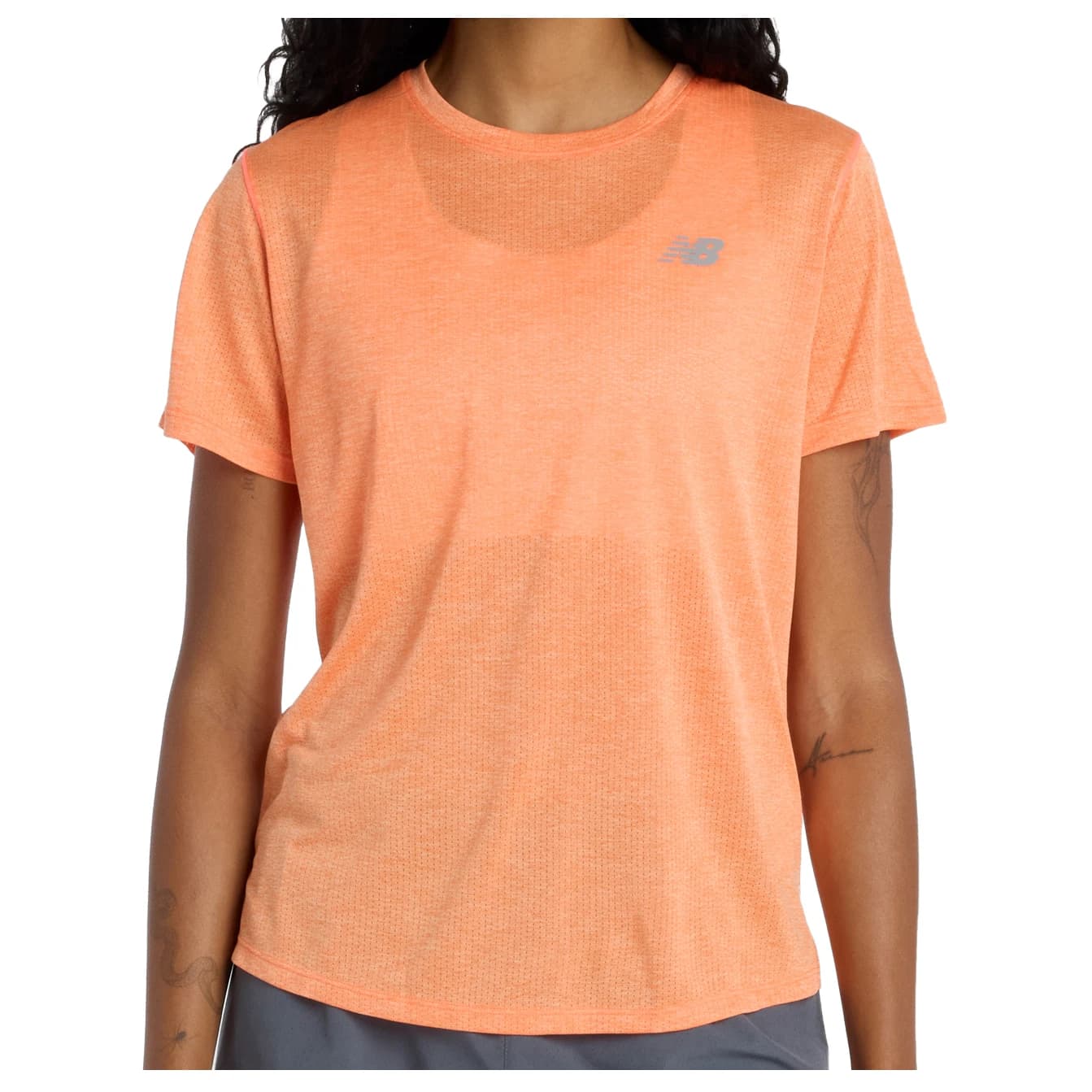 Дамска тениска New Balance Women's Athletics S/S Running shirt - Tangerine Heat